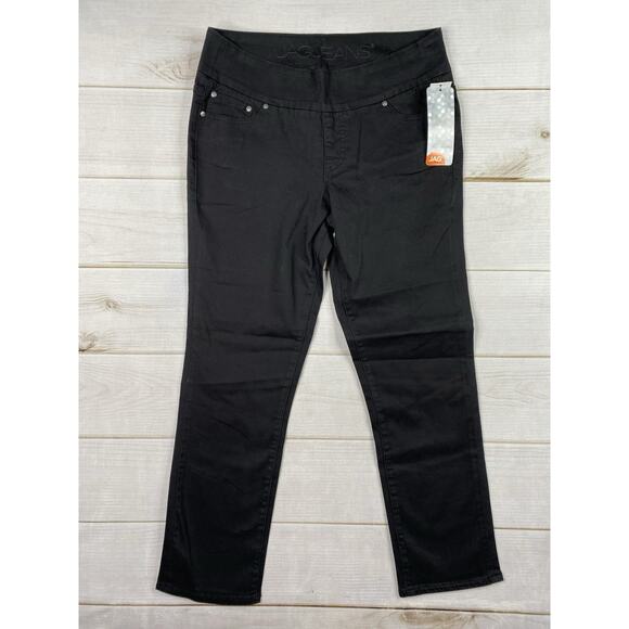 Jag Jeans Womens 16 Black Slim Leg Pull On Stretch Pants Hi Rise Elastic NWT - Picture 1 of 12